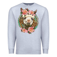 Heather Grey western llama and roses Premium Sweatshirt - LillyAllenDesigns