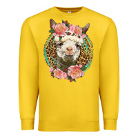 Lemon western llama and roses Premium Sweatshirt - LillyAllenDesigns