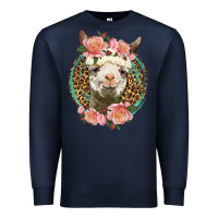 Navy western llama and roses Premium Sweatshirt - LillyAllenDesigns