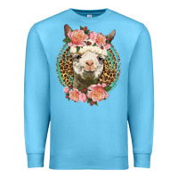 Ocean Blue western llama and roses Premium Sweatshirt - LillyAllenDesigns