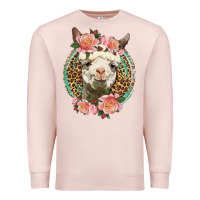 Pale Pink western llama and roses Premium Sweatshirt - LillyAllenDesigns