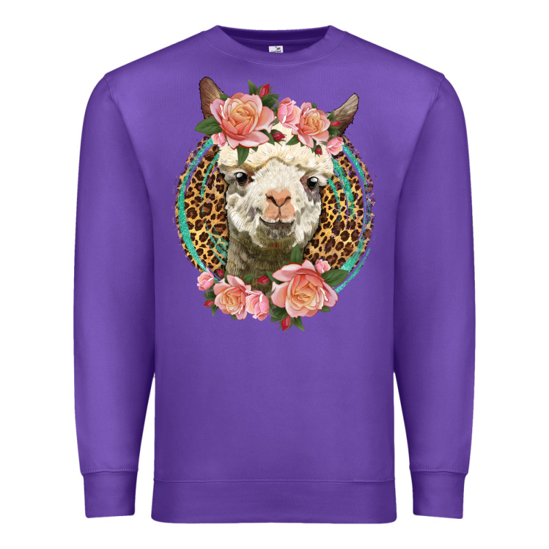 Western Llama And Roses Premium Sweatshirt by LillyAllenDesigns | Teevron