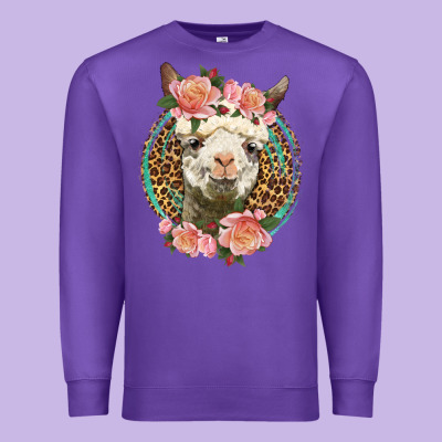 Western Llama And Roses Premium Sweatshirt Designed By Lillyallendesigns