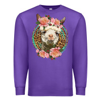 Purple western llama and roses Premium Sweatshirt - LillyAllenDesigns
