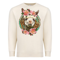 Sandshell western llama and roses Premium Sweatshirt - LillyAllenDesigns