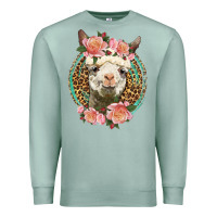 Seafoam western llama and roses Premium Sweatshirt - LillyAllenDesigns