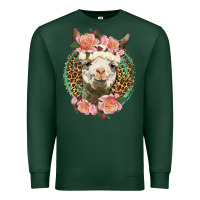 Sports Green western llama and roses Premium Sweatshirt - LillyAllenDesigns