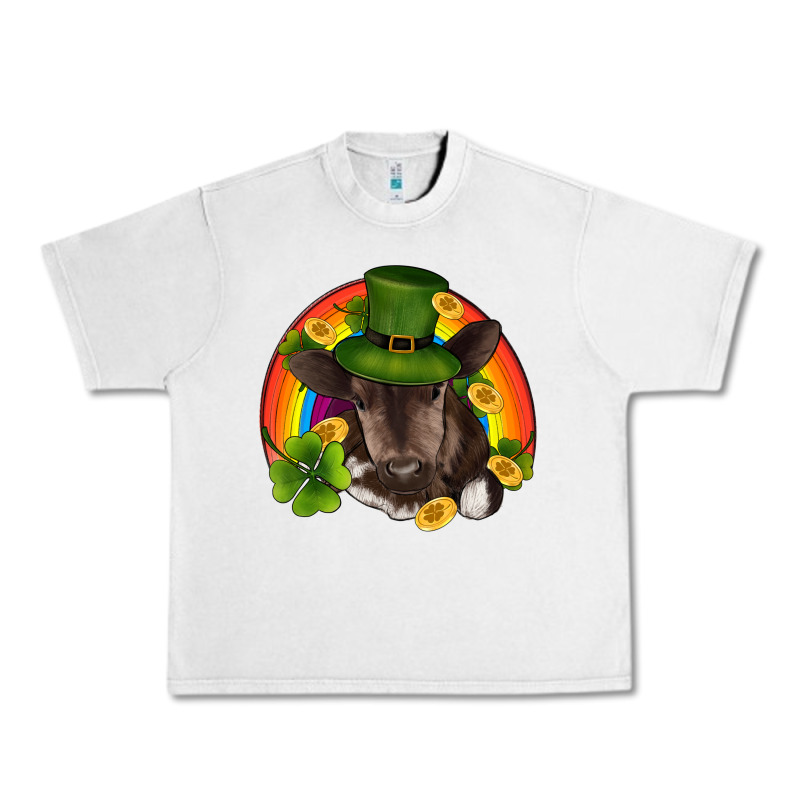 St Patricks Day Baby Cow Shamrock Rainbow Gold Urban Heavy Tee by RanaPortraitStore | Teevron