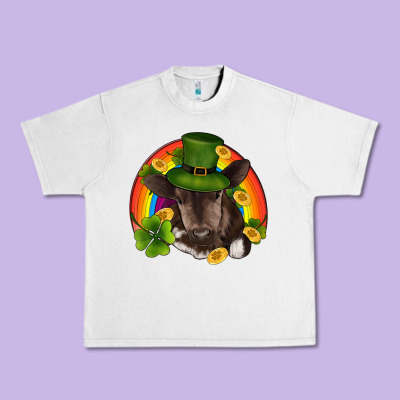 St Patricks Day Baby Cow Shamrock Rainbow Gold Urban Heavy Tee Designed By Ranaportraitstore