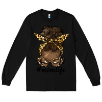 Black afro messy bun mom life Long Sleeve Tee - HRA Design Shop
