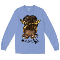 Colony Blue afro messy bun mom life Long Sleeve Tee - HRA Design Shop