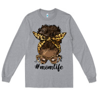 Heather Grey afro messy bun mom life Long Sleeve Tee - HRA Design Shop