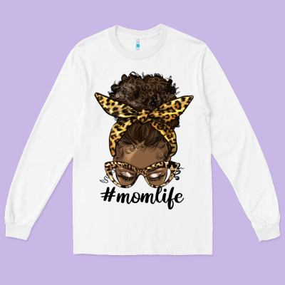 Afro Messy Bun Mom Life Long Sleeve Tee Designed By Hra Design Shop