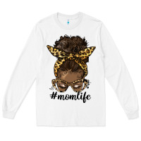 White afro messy bun mom life Long Sleeve Tee - HRA Design Shop