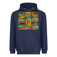 Navy sunflower serape wood and cowhide Heavyweight Hoodie - Artiststas