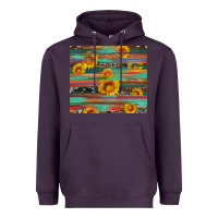 Plum sunflower serape wood and cowhide Heavyweight Hoodie - Artiststas