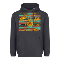 Smoke sunflower serape wood and cowhide Heavyweight Hoodie - Artiststas