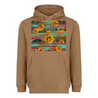 Toasted Coconut sunflower serape wood and cowhide Heavyweight Hoodie - Artiststas