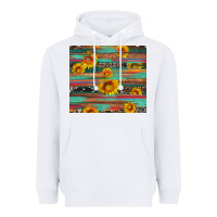 White sunflower serape wood and cowhide Heavyweight Hoodie - Artiststas
