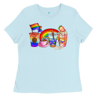 Baby Blue pride coffee cups Ladies Tee - AdoDesignShop