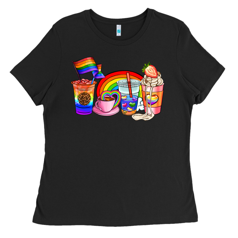 Pride Coffee Cups Ladies Tee by AdoDesignShop | Teevron