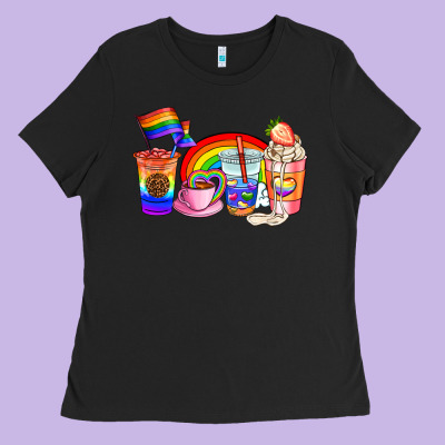 Pride Coffee Cups Ladies Tee Designed By Adodesignshop