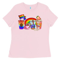 Bubblegum Pink pride coffee cups Ladies Tee - AdoDesignShop