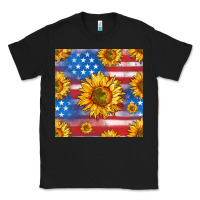 Black sunflowers american flag seamless pattern Classic Tee - HRA Design Shop