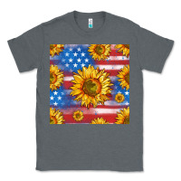 Charcoal Heather sunflowers american flag seamless pattern Classic Tee - HRA Design Shop