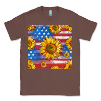 Chestnut sunflowers american flag seamless pattern Classic Tee - HRA Design Shop
