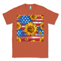 Copper sunflowers american flag seamless pattern Classic Tee - HRA Design Shop