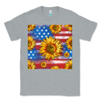 Heather Grey sunflowers american flag seamless pattern Classic Tee - HRA Design Shop