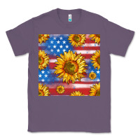 Lavender sunflowers american flag seamless pattern Classic Tee - HRA Design Shop