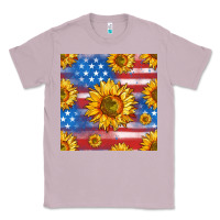 Lilac sunflowers american flag seamless pattern Classic Tee - HRA Design Shop