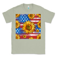Matcha sunflowers american flag seamless pattern Classic Tee - HRA Design Shop