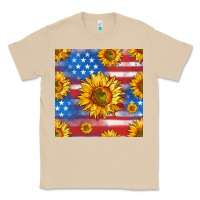 Mushroom sunflowers american flag seamless pattern Classic Tee - HRA Design Shop