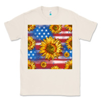 Natural sunflowers american flag seamless pattern Classic Tee - HRA Design Shop