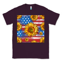 Plum sunflowers american flag seamless pattern Classic Tee - HRA Design Shop