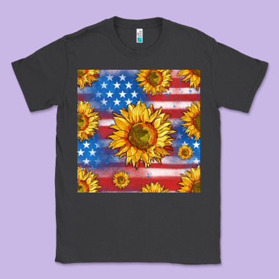 Sunflowers American Flag Seamless Pattern Classic Tee Designed By Hra Design Shop
