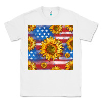 White sunflowers american flag seamless pattern Classic Tee - HRA Design Shop