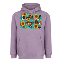 Lavender sunflower and cowhides with wood and turquoise background Heavyweight Hoodie - Artiststas