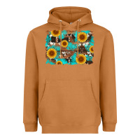 Meerkat sunflower and cowhides with wood and turquoise background Heavyweight Hoodie - Artiststas