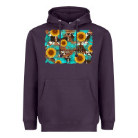 Plum sunflower and cowhides with wood and turquoise background Heavyweight Hoodie - Artiststas