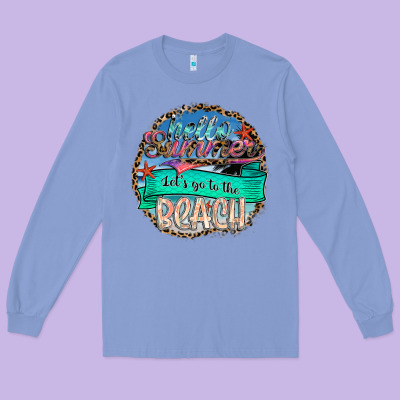 Hello Summer Let's Go To The Beach Long Sleeve Tee Designed By Sublimationcraftshop