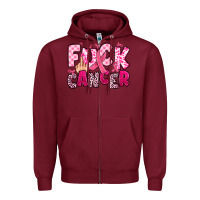Burgundy fuck cancer Zipper Hoodie - JahusDesignShop