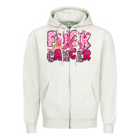 Oatmeal Heather fuck cancer Zipper Hoodie - JahusDesignShop