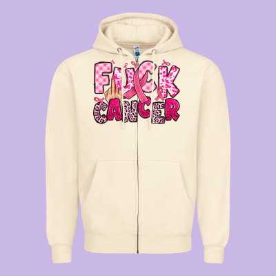 Fuck Cancer Zipper Hoodie Designed By Jahusdesignshop