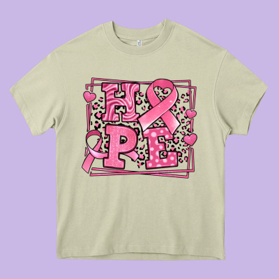 Hope Breast Cancer Awareness Ribbon Heavy Core Tee Designed By Lillyallendesigns