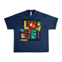 Navy teach love inspire teacher Urban Heavy Tee - texasbilliewilder