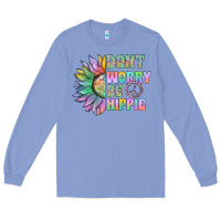 Colony Blue Don't Worry Be Hippie Long Sleeve Tee - CowhideDigitalArt